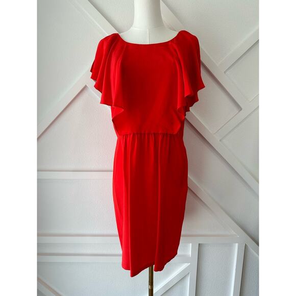Ali Ro Flutter Sleeve Knee Length 100% Silk Dress size 12 - Picture 1 of 8